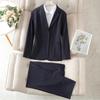 **Deep Gray Plus Size Women's Suit Jacket: Spring/Autumn Professional Formal Wear Set**