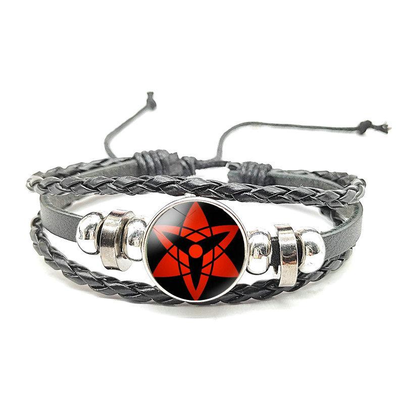 Naruto Mori Style Time Gem Multi-layer Black Leather Bracelet
