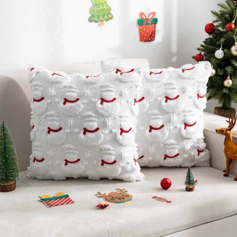 Pillow Cover Does Not Contain Core, Towel Embroidered Santa Claus Snowflake Pillow Cover, Light Luxury Simple Sofa Cushion Cover