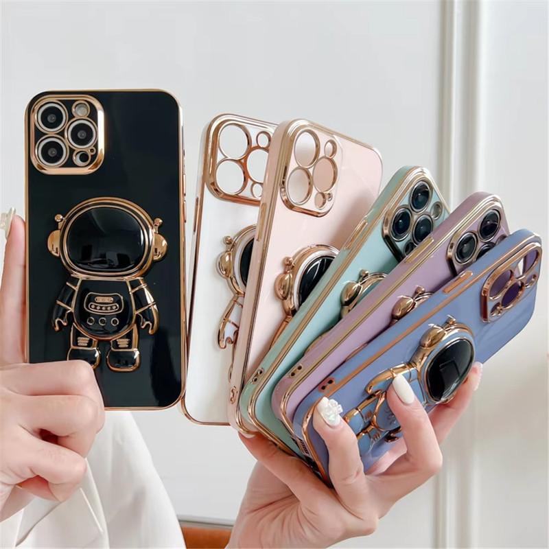 For iPhone 16 15 14 Pro Max Honor 200 X6a X6b X8a X9a Samsung A14 A15 S24 Redmi Note 13 12 3D Astronaut Kickstand Soft Full Lens Protect Phone Case