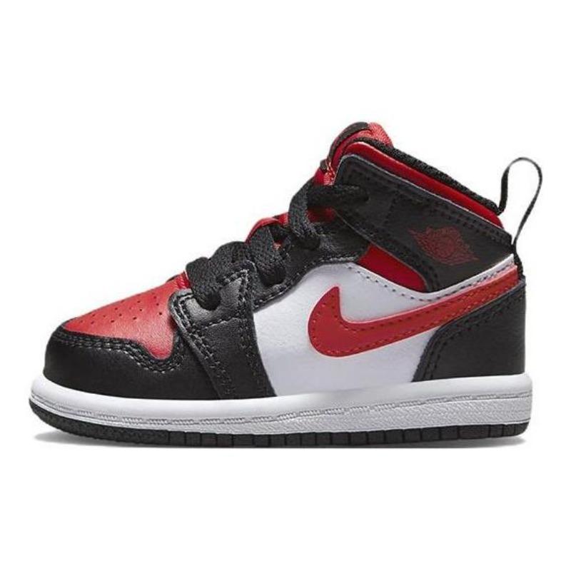 Air Jordan 1 Mid toddler retro basketball shoes black/red 640735-079 23.5