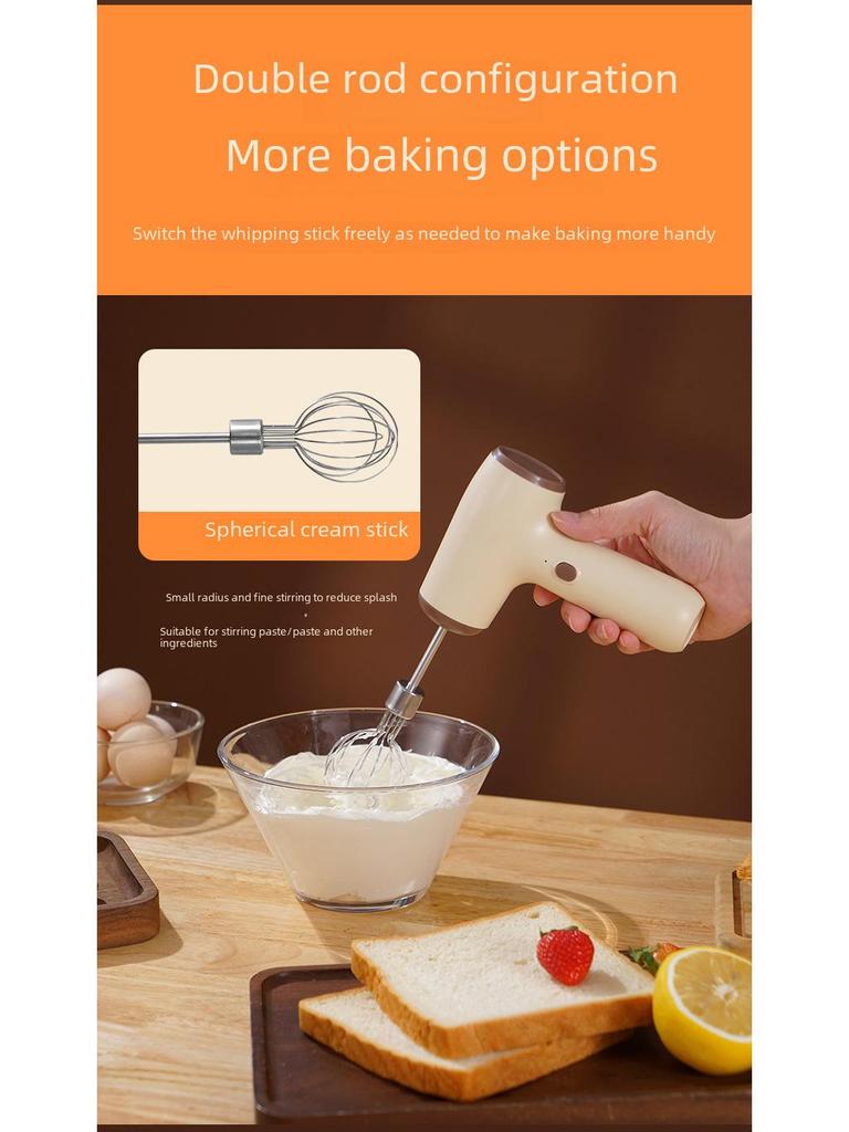Mini-Hand-Eierschläger, kabellos, elektrisch: Automatischer Sahnequirl zum Backen