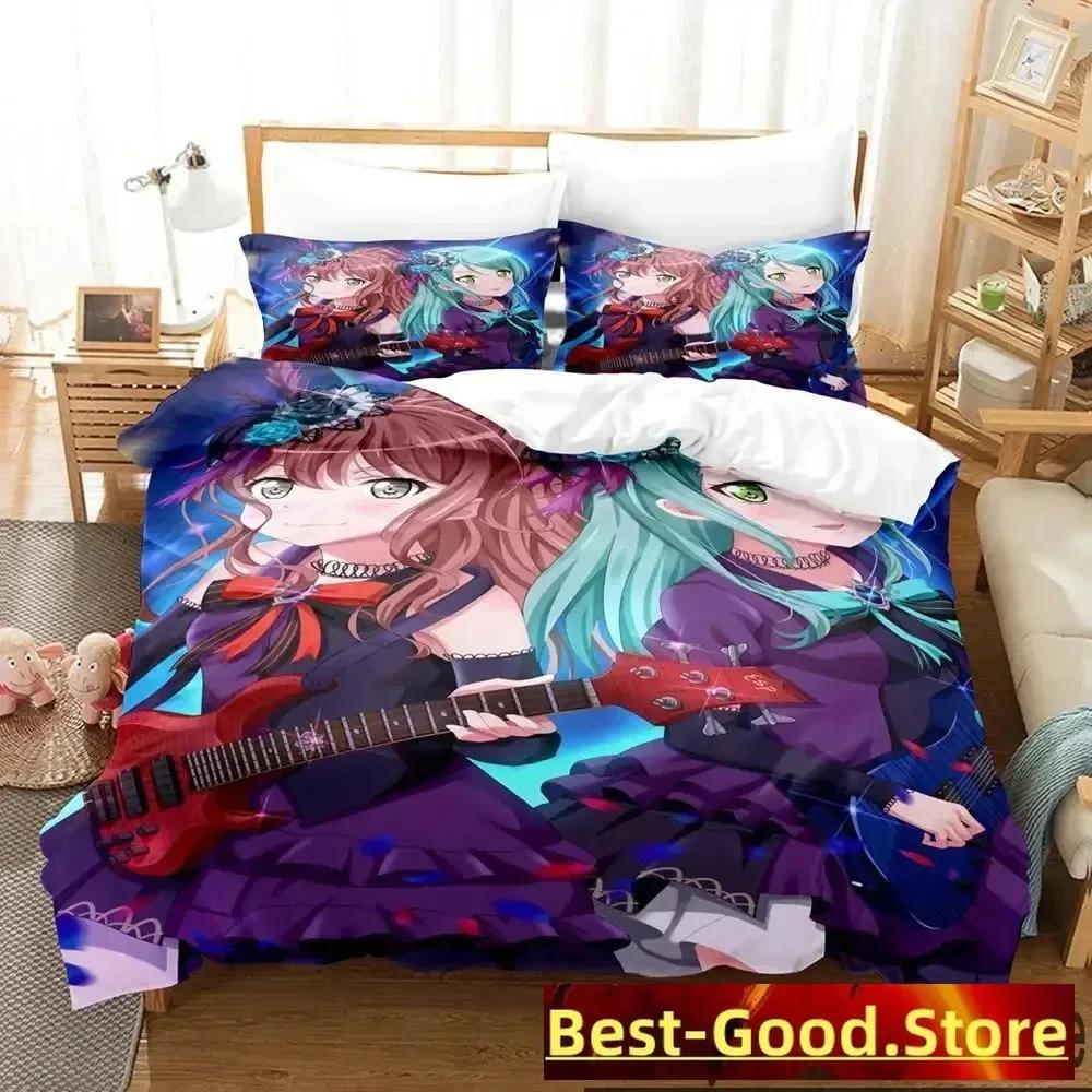 

3D BanG Dream Anime Young Girls Bplus Party Beding Set Print With Pilowcase Bed Soft Duvet Cover Soft Single Double Quen Super King-Sized Dimensionsd 135*200cm Eu-Single