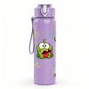 1PC Green Frog Cartoon Character Print 750ml Color Plastic Sports Water Bottle Leakproof Flip Straw Lid Suitable for Sports Office Home Use