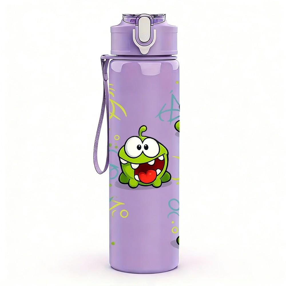 1PC Green Frog Cartoon Character Print 750ml Color Plastic Sports Water Bottle Leakproof Flip Straw Lid Suitable for Sports Office Home Use