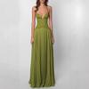 European and American Women's Sexy Halter Neck, Backless Low-neck, Cinched Waist, Pleated Spaghetti Strap Dress