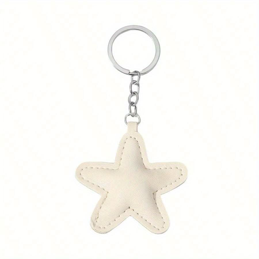 1pc Unisex Five-Pointed Star Keychain With PU & Padding Star Pendant Couple Gift Bag Decoration Hanging Ornament