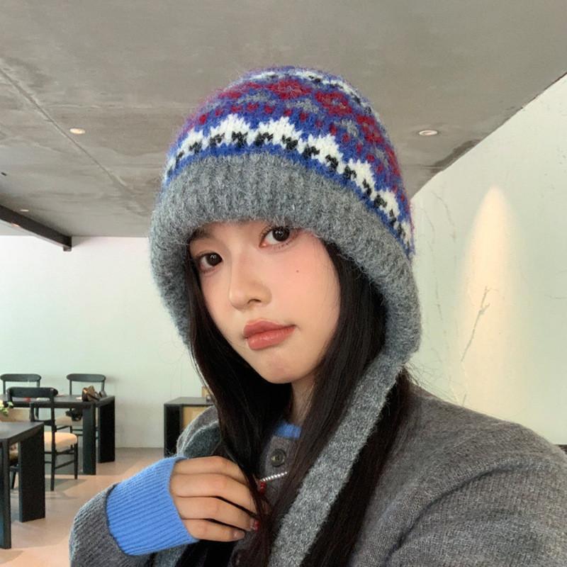 Colorblock Beanie For Women Winter Casual And Fashionable Headwear