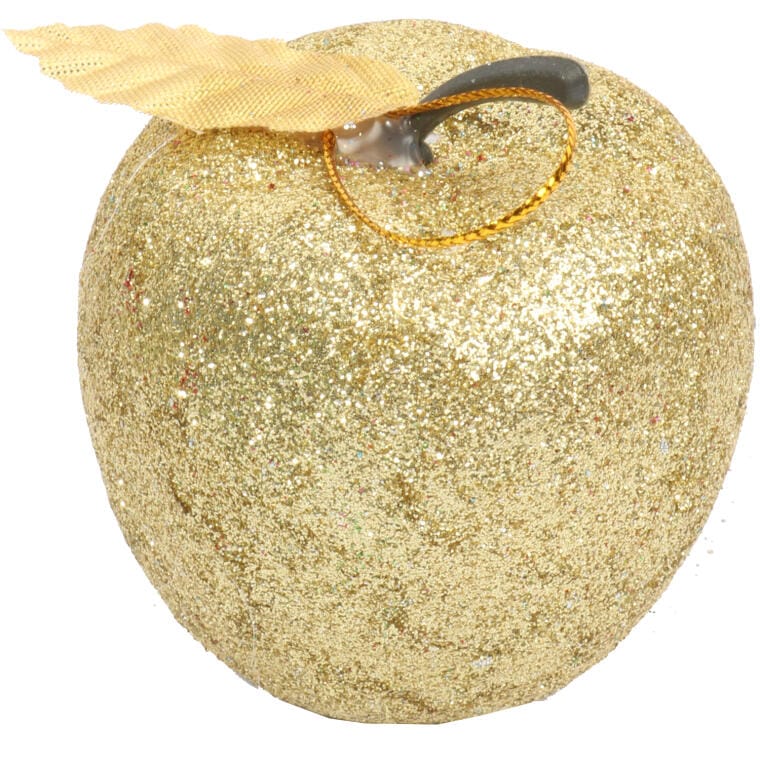 Set of 6 Multicolored Plastic Apple-Shaped Baubles with Glitter