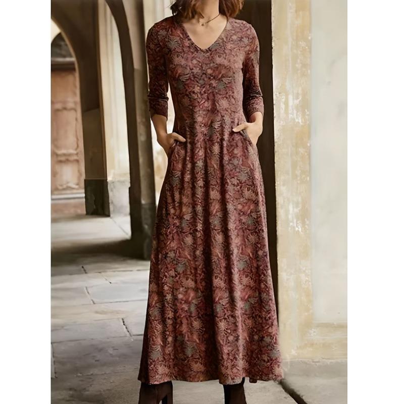 BITCED Fashion Autumn Winter Long Sleeve V-Neck Casual Dresses