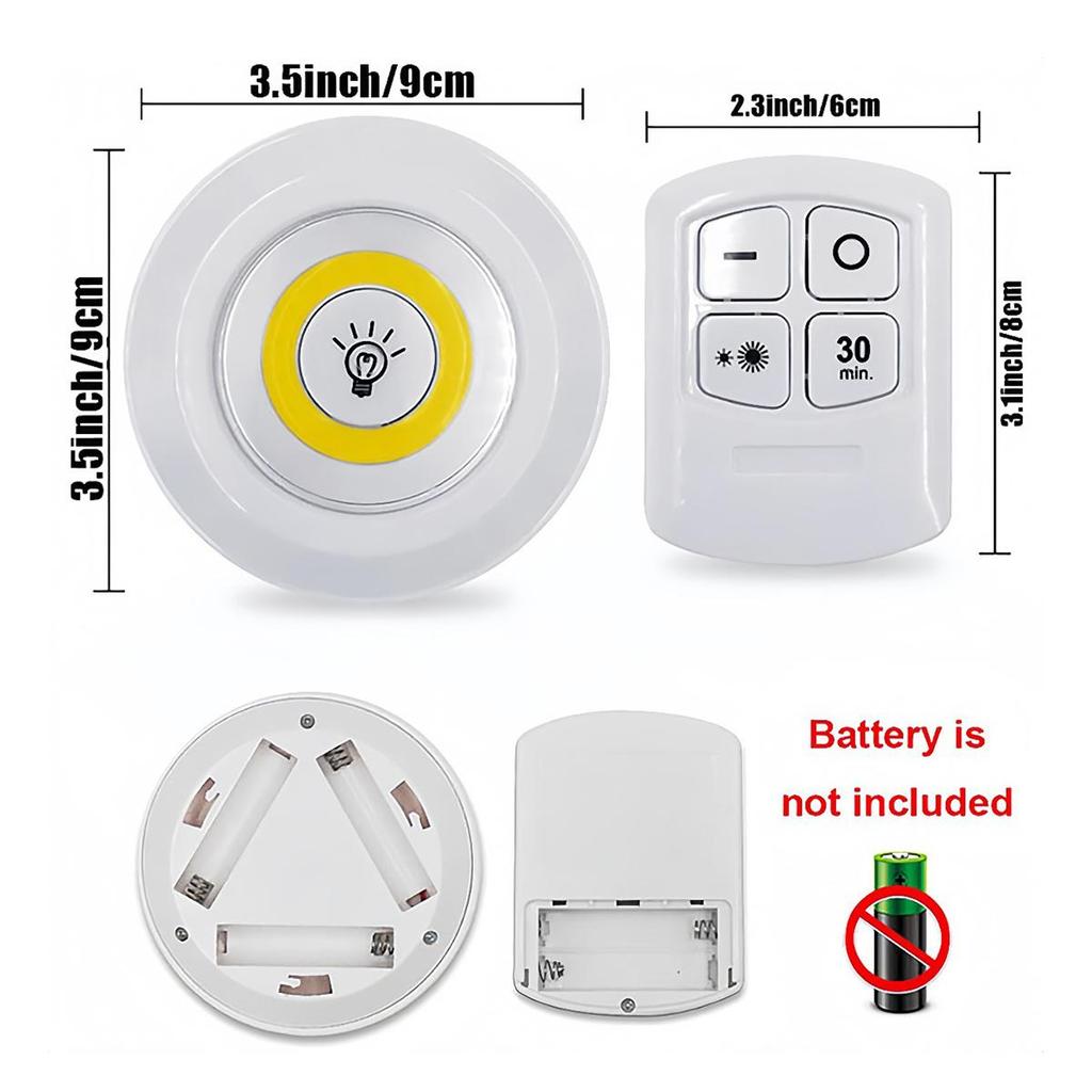 Led Cob Under Cabinet Light 3w Closets Lights Portable Mini Sleep-light Battery-operated Night Bathroom Lighting Warm-white Cold