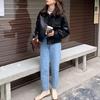 Women's European Style Brown PU Leather Jacket - Retro Petite Spring/Autumn 2025