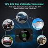 DC 12V 24V LED Car Digital Voltmeter, Waterproof Voltage Meter Car Battery Tester with Touch Switch Display Panel with Connection Cable for Car Etc.