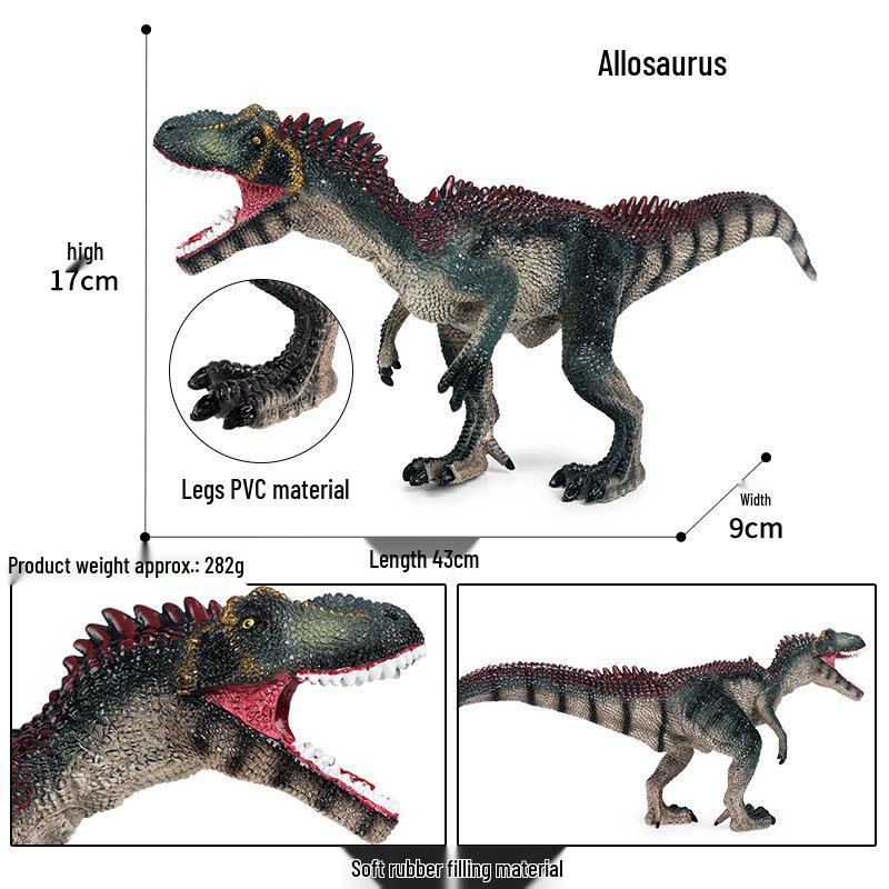 Large Soft Rubber Dinosaur Model Toy - Allosaurus & T-Rex