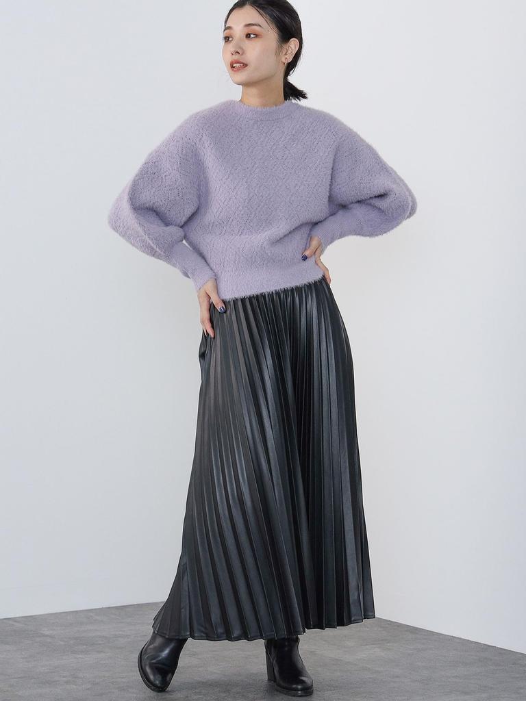 Jacquard 2WAY Tops LIGHT PURPLE ONE SIZE [Beams Heart] L/S Knit/Rhombus Women's