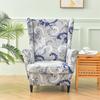 Spandex Stretch Wing Chair Cover Floral Printed High Back Armchair Covers Elastic Relax Sofa Slipcovers with Seat Cushion Cover
