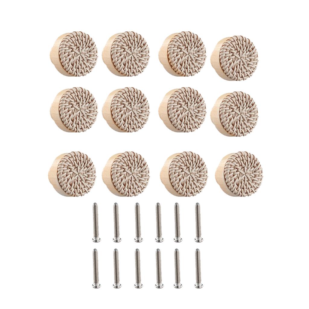 Pack of 12 Wood Drawer Pulls Wood Knobs Decorative Furniture Handles Furniture Hardware Set Simple Install for House