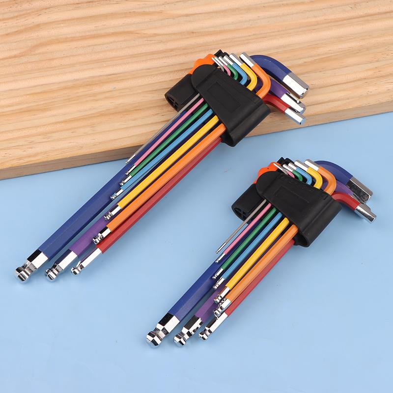 Allen Key Set L Wrench Kit For Allen Screw 9Pcs Long Arm Hex Key Set 1.5Mm To 10Mm Hexagon Spanner Hand Tools For Bicycle Repair