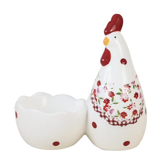Keramikschale Teller Tasse Set Rote Blume Bräter Keksglas Hühnerförmige Keksdose für Gewürze Zucker Snacks Bauernhaus Dekor Ostergeschenk