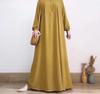 2024 Middle East Muslim Women's Puff Sleeve Dress with Zipper Placket and Elastic Cuffs