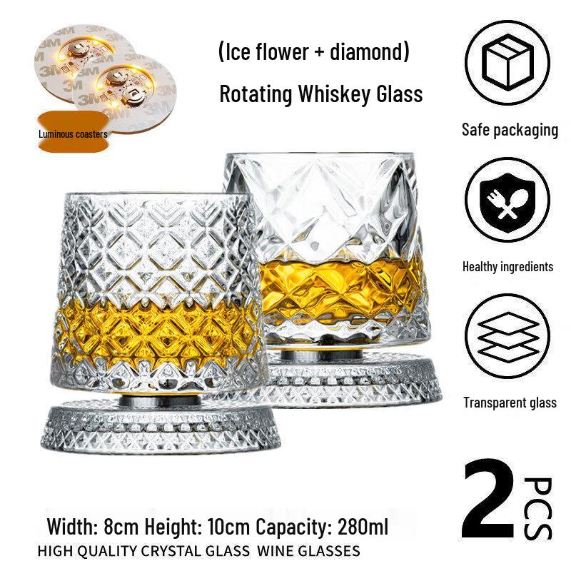 Qiwei Rotating Crystal Whiskey & Brandy Glass