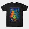 Men Black Print T-shirt Cats Vs Aliens - Pulp Sci Fi Creature Feature No-Cut Transfer Paper Print Cotton Tshirt