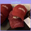 Cozy Red Embroidered Lambswool Baseball Cap For Women Winter Warmth And Style