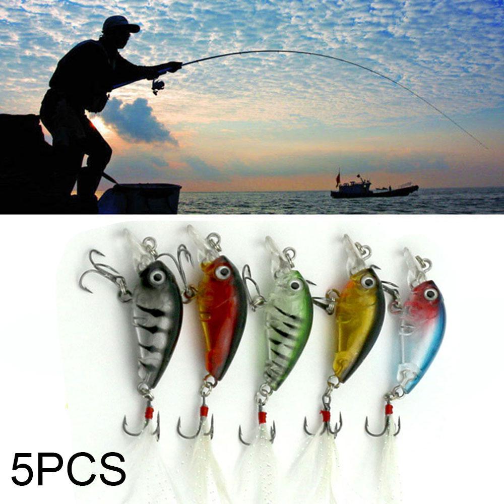 Satın alın 5PCS Crank Bait Fishing Hook Snap Bean Light Fishing Lures