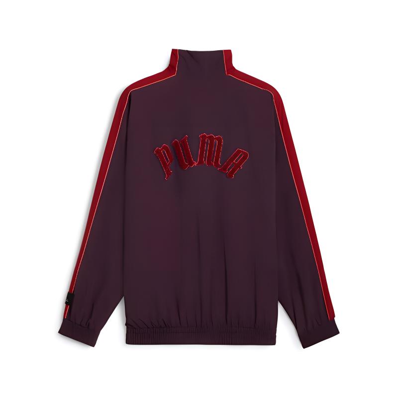Puma Play Loud T7 Outdoor Casual Retro Color Block Sports Stand Collar Jacket Unisex Jacket Dark-Red 629048-44