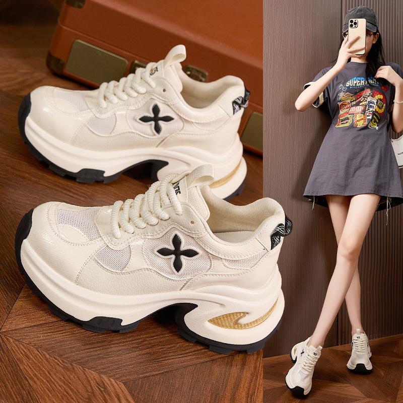 Platform Dad Shoes Women's 2025 Spring and Summer New Breathable Mesh Sandals Inner Height Increase Women's Shoes Versatile Casual Sports Shoes