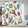 Bunter Obst-Druck Duschvorhang Rustikales Rot Grün Gelbes Muster Wasserdicht Badezimmer Dekor 72X78Zoll (6er-Pack Ringe)