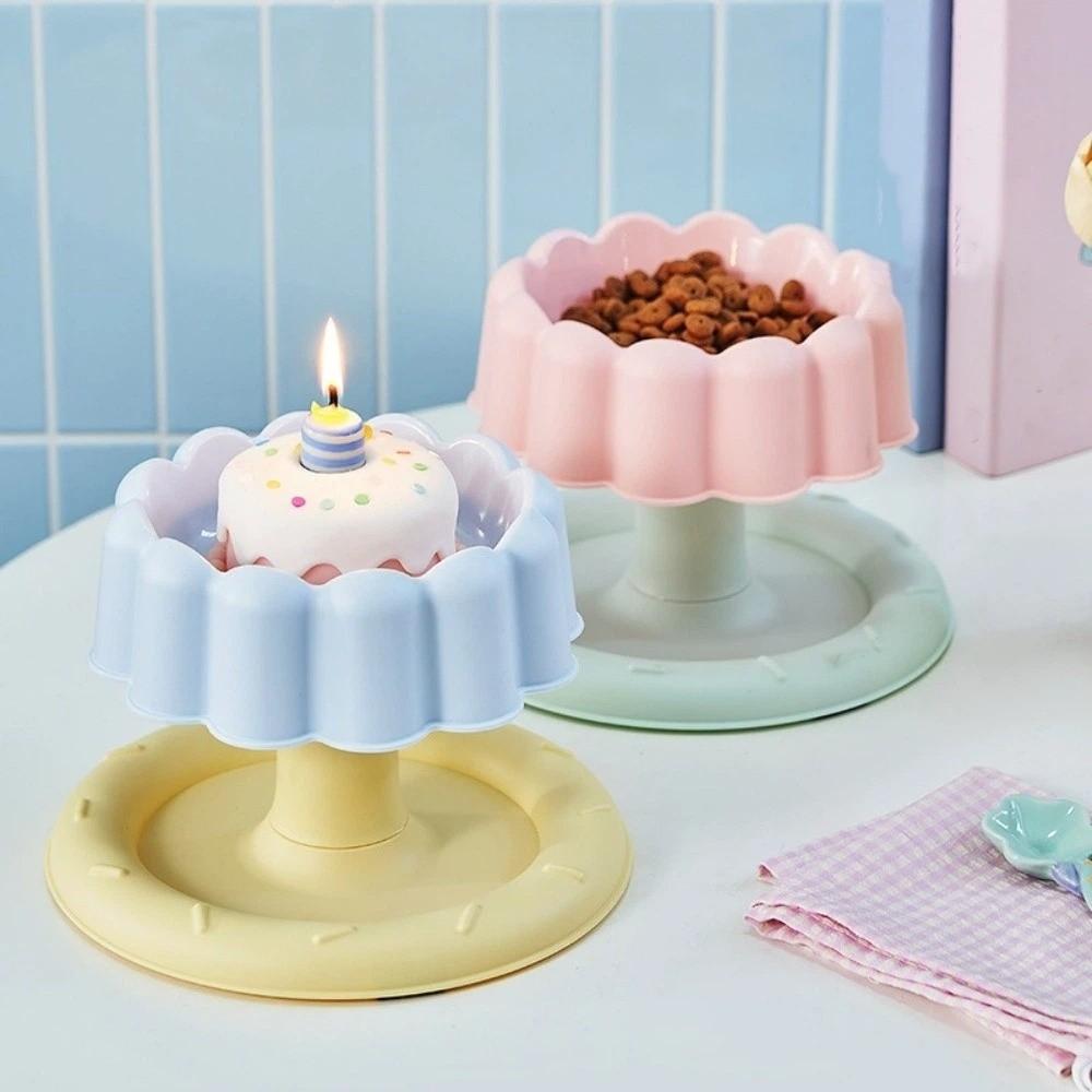 Non-Slip Base Pet Stainless Steel Bowl Elevated Design Stable Detachable Pet Bowl Cake Shape Cartoon Pet Feeder Bowl