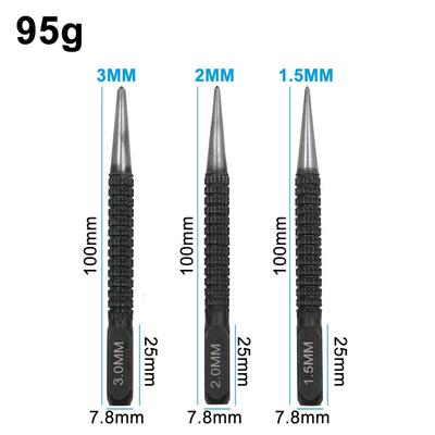 3PC Center Punch Positioning Fixer Black Cylindrical Nail Punching Pin Drilling Tool Accessory Set