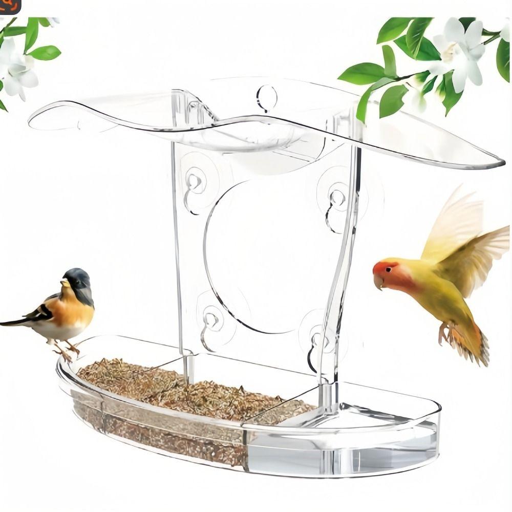 Dual Seed Tray Window Bird Feeder Tool-Free Clear Bird Feeder New Bird Feeding Bowl  Bird Viewing
