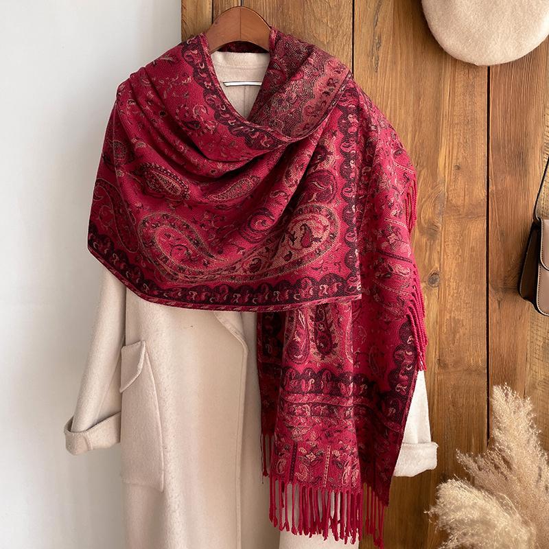 Fashion Thick Soft Cashmere Luxury Brand Jacquard Scarf Women Winter Poncho For Lady Casual Neckerchief Bandana Shawl Headband