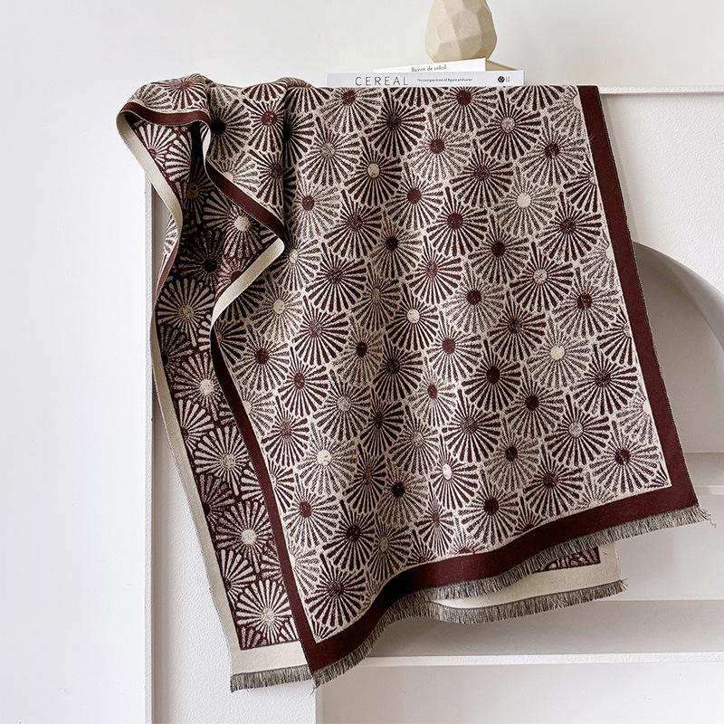 Korean Version Of Imitation Cashmere Daisy High-End Sense Light Luxury Scarf With Shawl Simple Cape Dual-Purpose Versatile Woman