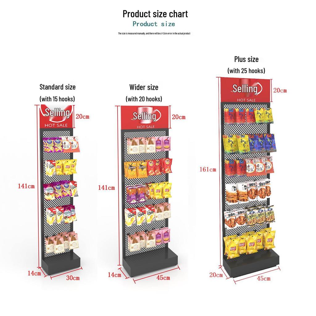 Multi-Use Display Rack with Hooks: Perfect for Spicy Strips, Snacks, Socks, Lip Balm, Toothbrushes, and Small Accessories.