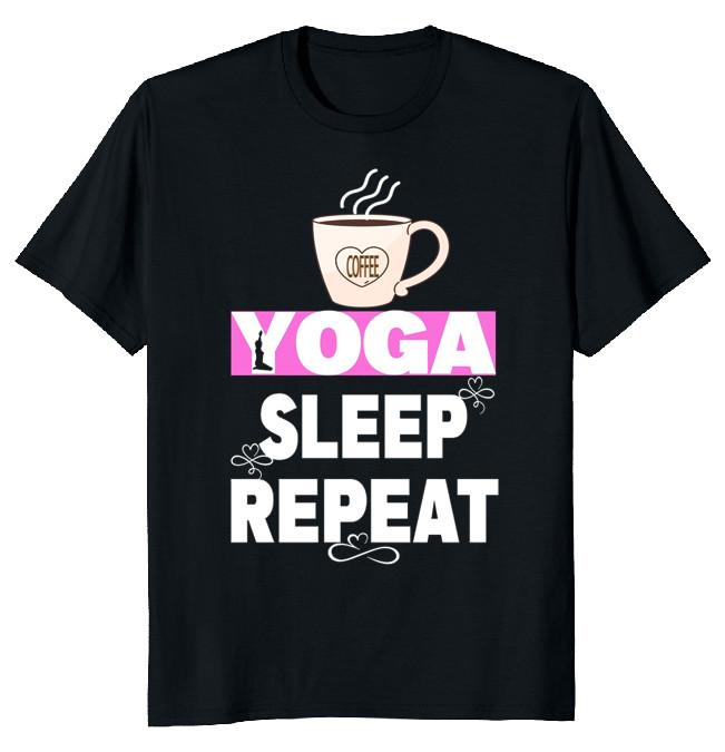NEW LIMITED Coffee Yoga Sleep Repeat Funny Novelty Tee XXL