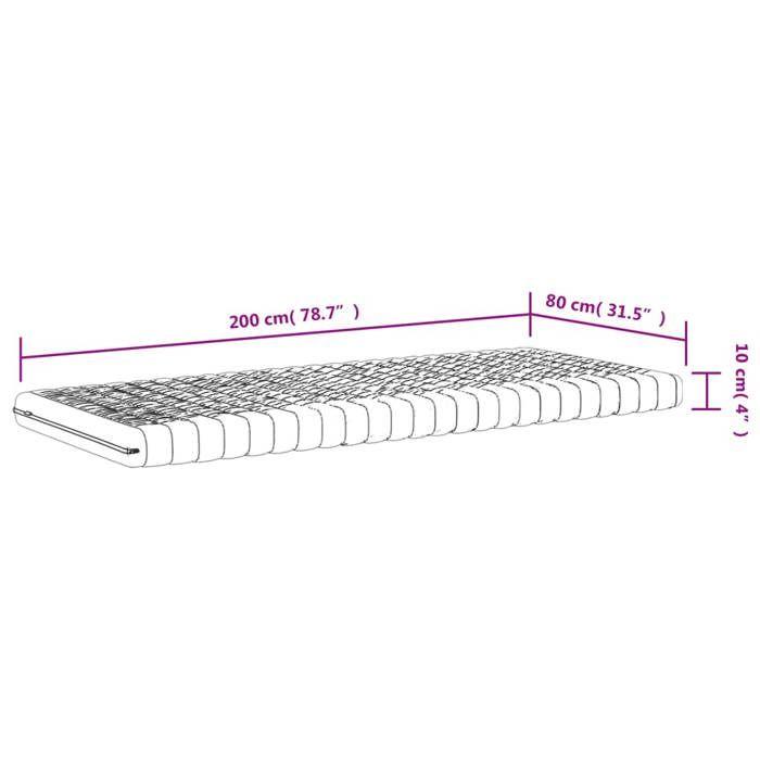 VidaXL Matelas en mousse blanc 80x200 cm 7 zones dureté 20 ILD,matelas de lit,matelas rafraîchissant,matelas souple,356349