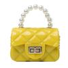 Grid Pearl Rhombus Chain Handbag With Hardware Buckle Single Shoulder Jelly Bag