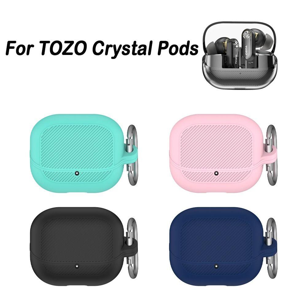 Silicone Earphone Case Shockproof With Keychain Protective Cover Anti-Scratch Protector Shell for TOZO Crystal Pods