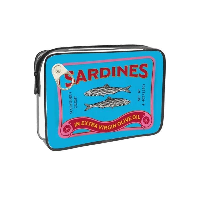 Sardines en Conserve Sac de Voyage Cosmétique pour Femmes Mignon Sac de Toilette Créatif Portable Mode Fermeture Éclair Multifonction Pour Vacances du Weekend