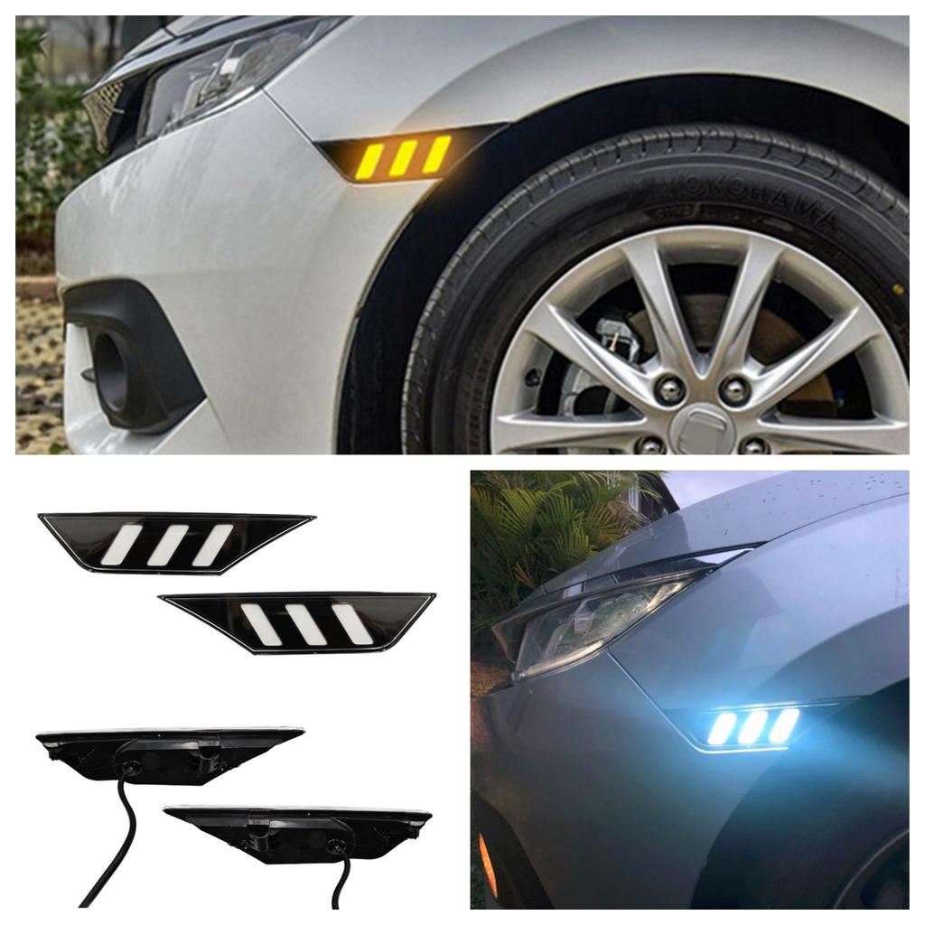 LED Side Marker Lights Turn Signal & Daytime Running DRL For HONDA CIVIC 2016-20