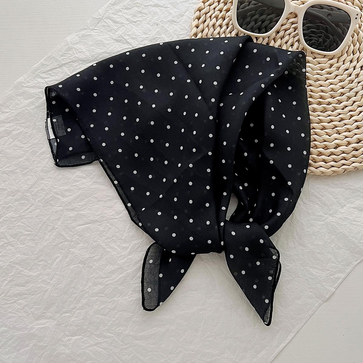 Women S Polka Dot Square Scarf Same Style As Zhao Lusi Xu Yan 6060cm чёрный