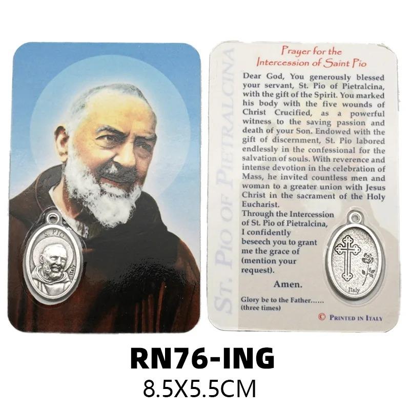 Heiligenbild mit eingebautem Anhänger, Katholischer Charakter Reversibler Anhängerkarte DIY-Zubehör Großartiges katholisches Geschenk Sammelbare Gedenkkarte
