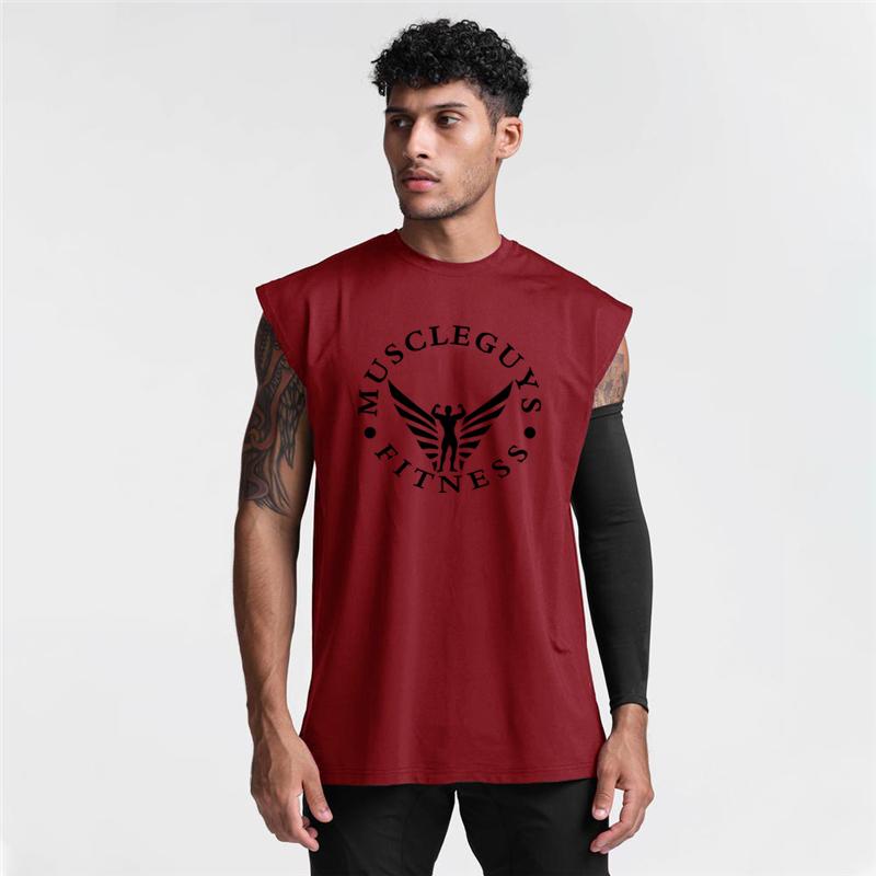 Muscleguys Profesjonalna Odzież na Siłownię dla Mężczyzn Trening Bieganie Podkoszulki Mężczyźni Mięśnie Kamizelki Fitness Koszulka Bez Rękawów z Nadrukiem MUSCLEGUYS Kulturystyka