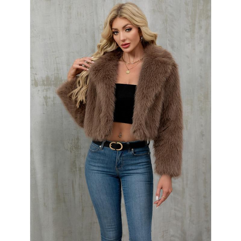 New Autumn and Winter Women's Plush Short Jacket Imitation Fur Jacket Suit Collar Jacket Outside