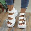 Fashion Women's Punk Platform Wedge Sandals 2024 Summer Fashionable and Comfortable PU Leather Buckle Anti-Slip Roman Shoes Plus Size