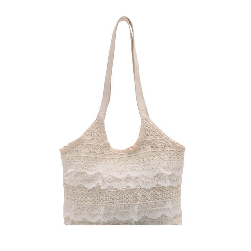 Elegant Solid Color Lace Decoration Casual Shoulder Bag For Daily Use Women