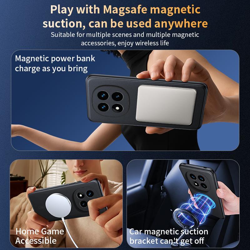 For Redmi Note 14 Pro Plus Case Magnetic Leather Shield Cover High Quality Anti-Fingerprint Non-Slip PC+TPU